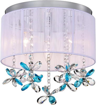 Elegant White Crystal Chandelier, 3-Light Flush Mount for Bedroom or Nursery