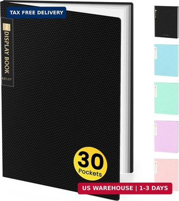 Sooez Binder with Plastic Sleeves 30-Pocket, Displays 60 Pages, 8.5x11 Presentat