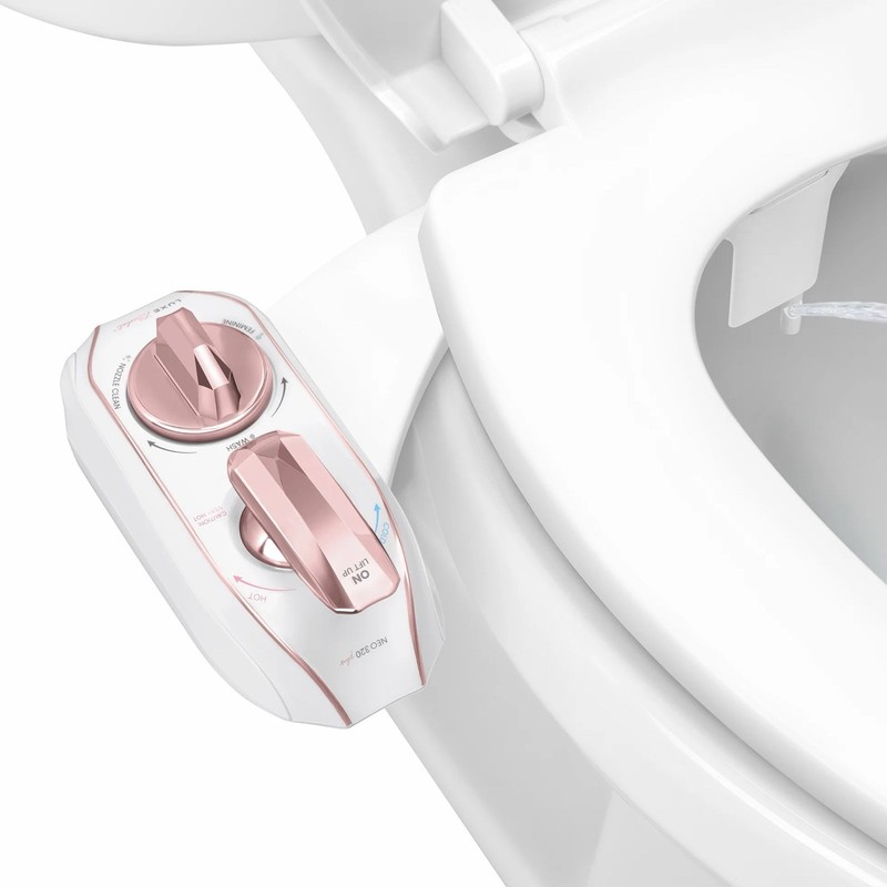 LUXE Bidet NEO 320 Plus Bidet Attachment Self-Cleaning Elongated Rose Gold