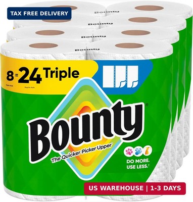 Bounty Select-A-Size Paper Towels, White, 8 Triple Rolls = 24 Regular Roll