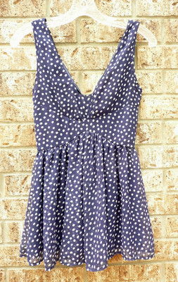 Asos Petite Design Sleeveless Romper Size 2 Blue with White Polka Dots