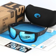 Costa Del Mar Diego Matte Black Blue Mirror 580P Polarized Sunglasses NEW