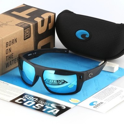 Costa Del Mar Diego Matte Black Blue Mirror 580P Polarized Sunglasses NEW