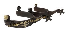 AJ Tack Men's Antique Brown Longhorn and Barbwire Spurs