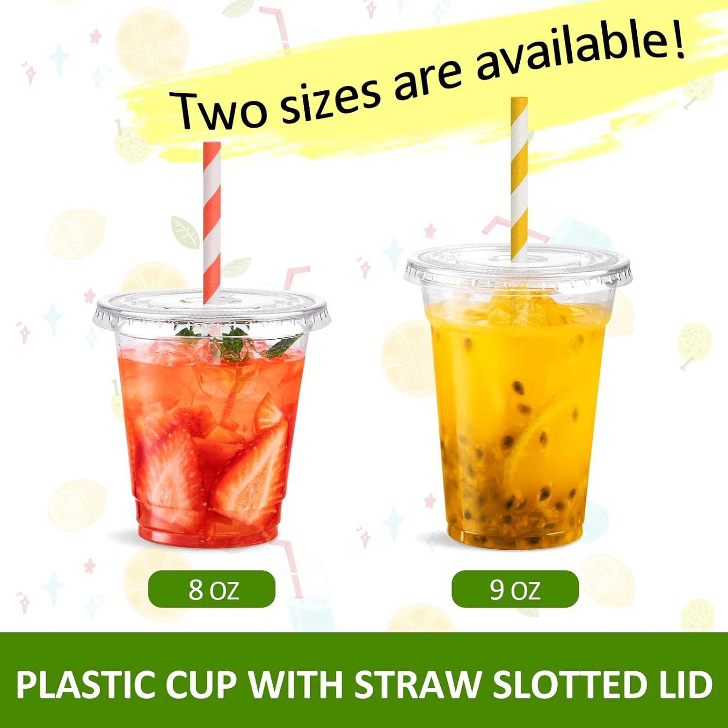 Eupako 8 oz Plastic Cups with Lids, Clear Disposable 8 OZ., 8 OZ. 