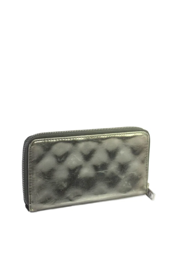 Marc Jacobs Womens Leather Zip Around Light Clutch Wallet Silver Metallic - Image 2 of 4
