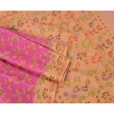 Sanskriti Vintage Pink Sarees 100 Pure Silk Woven Premium Sari Craft Fabric