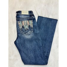 Miss Me Jeans Womens Bootcut Embellished Pocket Blue Denim Size 26
