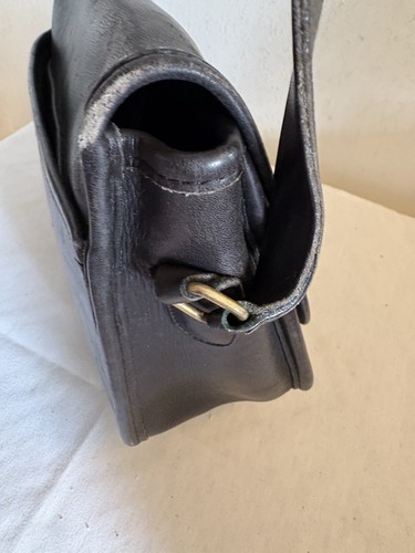 Vintage Coach Black Leather City Bag Crossbody Flap Turn Lock  USA by Coach, $143.67 - Photo 7