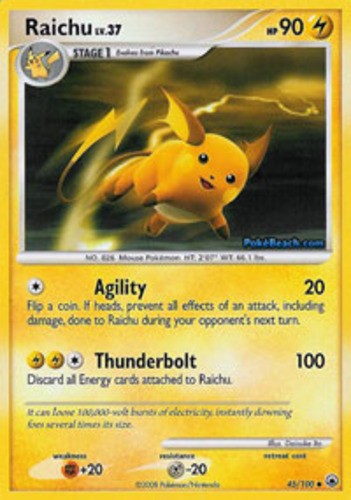 Raichu - 45/100 - Uncommon LP, English Pokemon Majestic Dawn