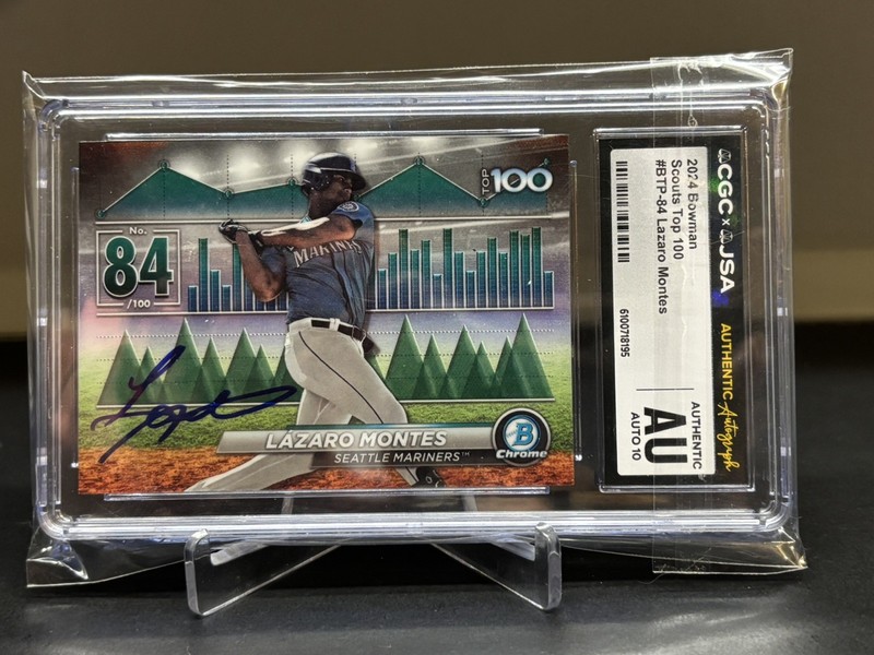 Lazaro Montes AUTO-CGC 10 AUTH-2024 Bowman Chrome Top 100 Prospect Au-🔥✅