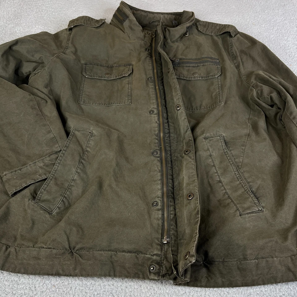 Levi’s Jacket Mens 4XLT Green Lined Utility Trucker Field Military Full Zip Snap - Image 3 of 4