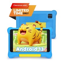 Kids Tablet 7 inch Android 13 Tablet for 3-12, 5GB RAM 32GB ROM Parent Cont Blue