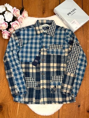 Polo Ralph Lauren Patchwork Karo Overshirt Shacke Hemd Indigo Country Azteken XL