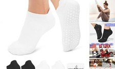 Pilates Socks for Women Non Slip Grip Socks Small-Medium B07-black 2/White 2