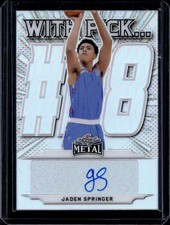 2021-22 Leaf Metal Jaden Springer With Pick... Auto Silver RC #WP-JS1 Hawkeyes