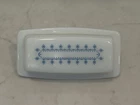 Vintage Pyrex 72-B Blue Snowflake Garland Milk Glass Covered Butter Dish EUC
