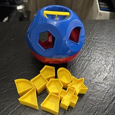 Tupperware Shape O Ball Sorter Red Blue with Set of 9 Shapes missing 1