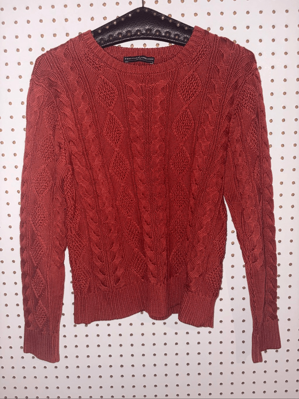 Peruvian Connection cable weave knit sweater size… - image 1