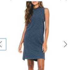 Sol Angeles Monterey Blue Pink Stripe Sleeveless Tank Dress Size Small