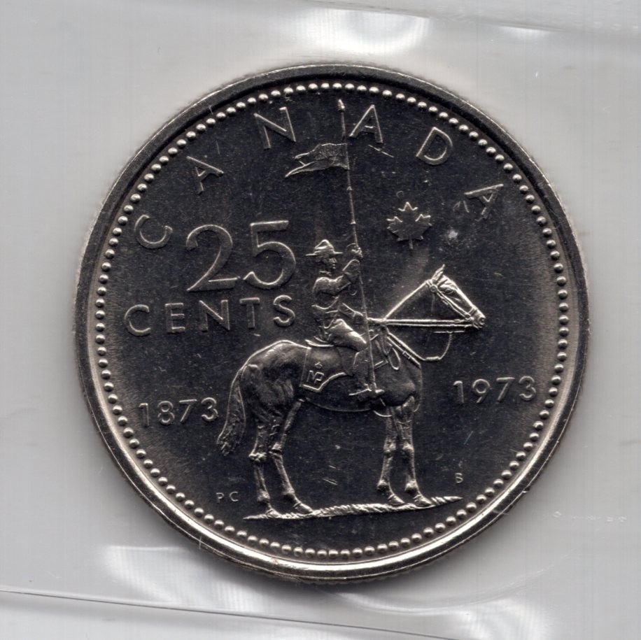 mmmii3です。 1973 Large Bust Canada 25 Cents Coin - ICCS MS63 Mountie