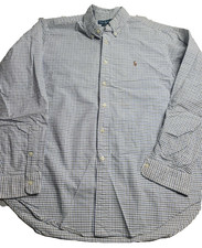 Ralph Lauren Classic Fit Men's XL Long Sleeve Button Down White Blue Plaid