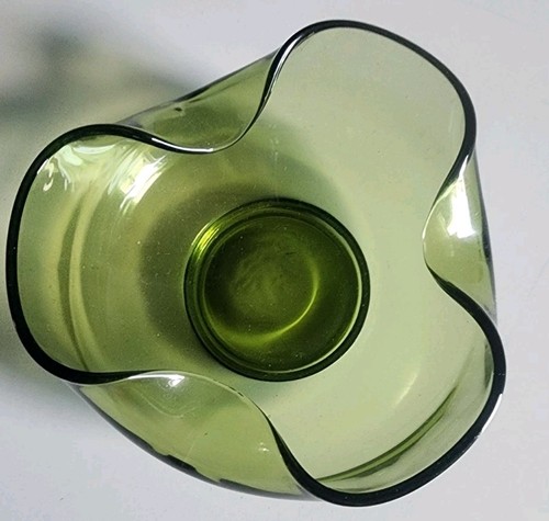 Vintage Anchor Hocking Olive Green Ruffled Glass Chip and Dip Bowl Set - Picture 6 of 7
