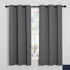 Blackout Curtain Panels 42x63 Grey Grommet Thermal Insulated Set of 2