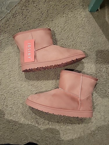 JOSINY Women's Snow Boots,Classic Fur Lined Ankle Bootie Warm Short, Color Pink - Picture 4 of 5