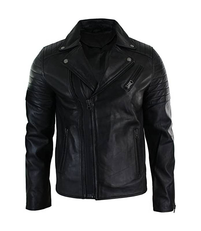 Chaqueta piel Napa hombre vintage estilo motero Biker Black 921 INFINITY Negro |