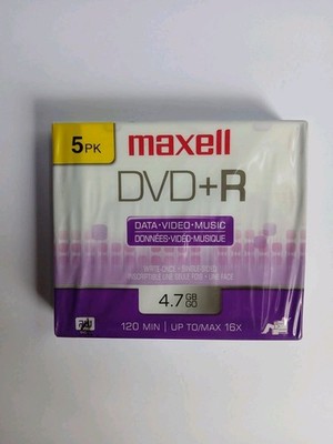 Maxell DVD+RW Rewritable Disc 4.7 GB 4x Jewel Case Silver 5 Pack 634045 Maxdata