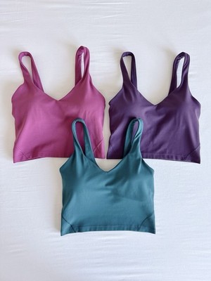 lululemon Align Tank Bundle of 3 Washed Mauve, Grape Thistle, Green Jasper Sz 4