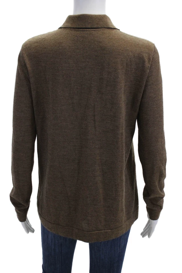 Suéter Akris Mujer Rayas Cuello Cachemira Seda Botón Manga Larga Talla S Foto 3 de 4