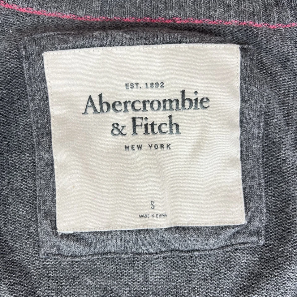 复古 Abercrombie & Fitch 女式 Y2K 学院风 V 领毛衣 S 码粉色灰色 — 第 2/4 张图片