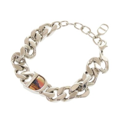 AUTHENTIC Dior Chain bracelet logo bracelet Silver Metal
