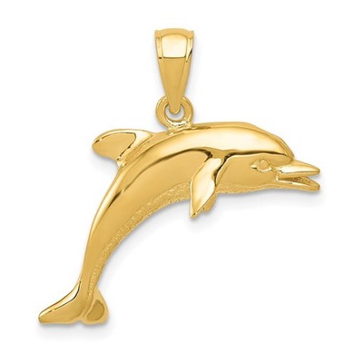 10K Gelbgold springender Delfin Anhänger