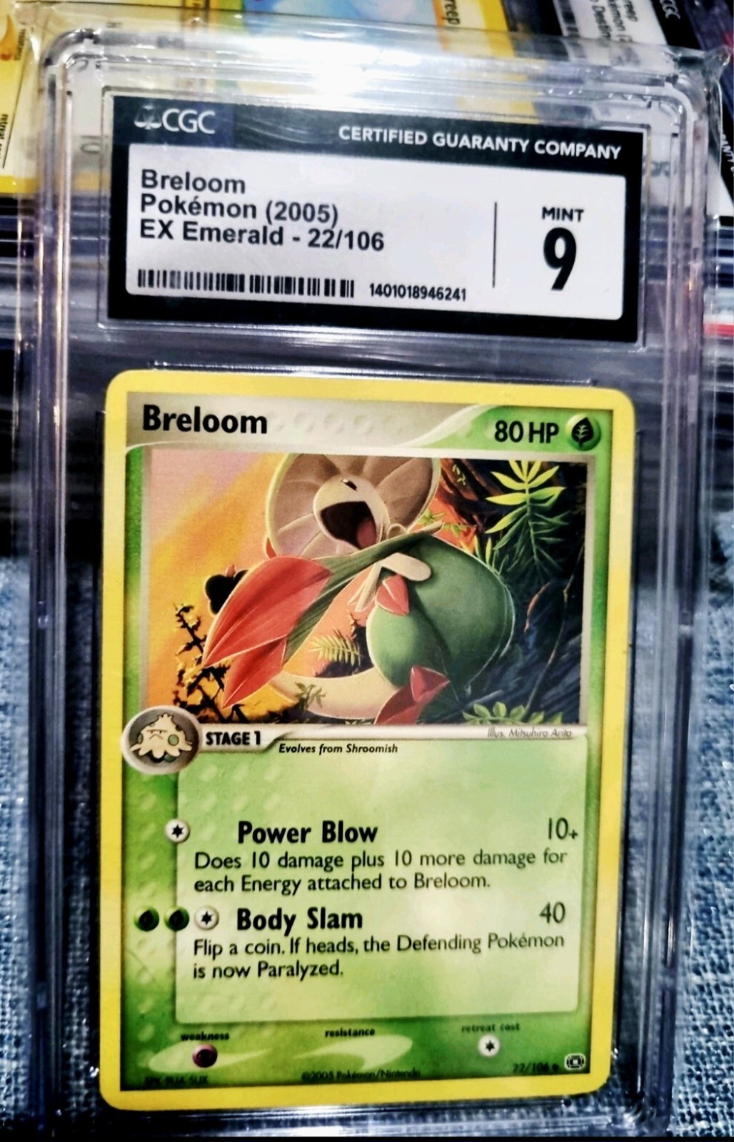 RARE Pokemon 2005 Breloom EX Emerald 22/106 MINT CGC 9