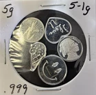.999 Silver 5 Assorted Grams Ice Cream-Smiley Face -Buffalo