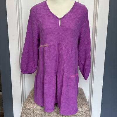 Lisa Todd Women's Summer Fling Mini Dress Purple Pink Scoop Neck Size XS