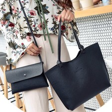 Women Shoulder Bag Shopping Large Capacity Tote Magnetic Buckle Handbag Blue