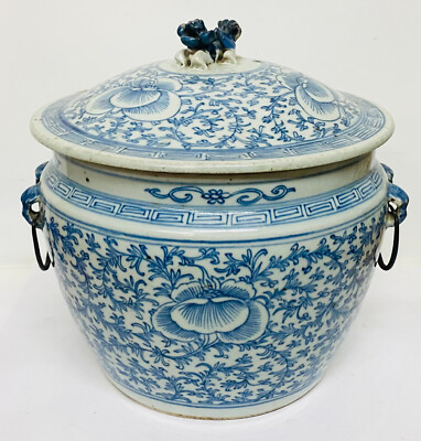書 PORCELAINES DE NYON Antique 19th Century Chinese Porcelain KAMCHENG Jar Blue