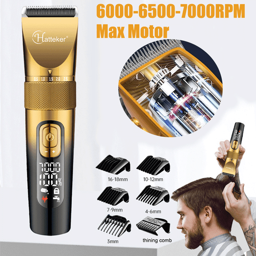 HATTEKER Professional Hair Clipper &Trimmer Men Barber Cordless Hair Cutting Set - Picture 22 of 24