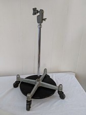 VTG ANTIQUE STEAMPUNK HEAVY 48" ROLLING LIGHT LAMP STAND BASE IRON BLACK CHROME