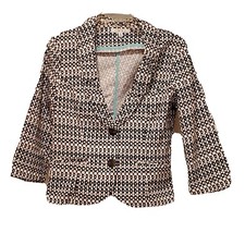 CAbi Blazer Women's Size 6 Du Jour 298 Black White Circles Cotton Blend VGUC
