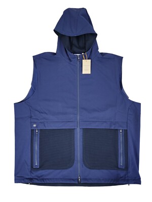Peter Millar Crown Sport Via Vest Hooded Navy Blue MS24EZ35 Men's Size  Medium