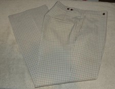 Vtg 70  s Sears Roebuck Men  s Polyester Knit Pants 32 x 29 Beige Plaid Check