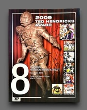 JERRY HUGHES AUTOGRAPHED 11 x9 TED HENDRICKS AWARD PROGRAM wCOA