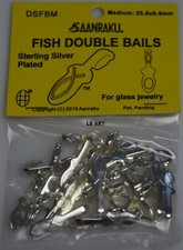 New Sealed 25 pack AANRAKU Medium Silver Plated Fish Double Pendant Bails