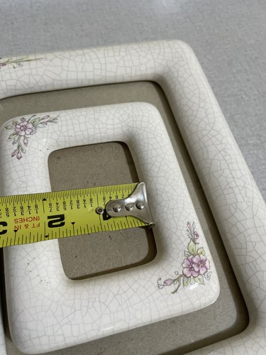 VTG 5 Terragrafics Floral Photo Frame Ceramic Crazing Cottage Shabby Chic 1982 - Picture 10 of 14