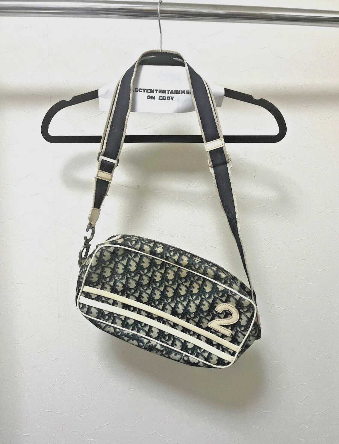 Sac bandoulière Dior bleu marine vintage monogramme trotteur